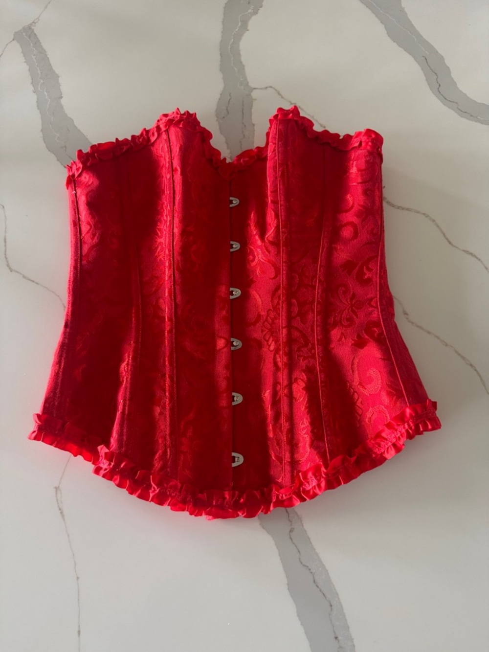 Red Brocade Corset Bustier